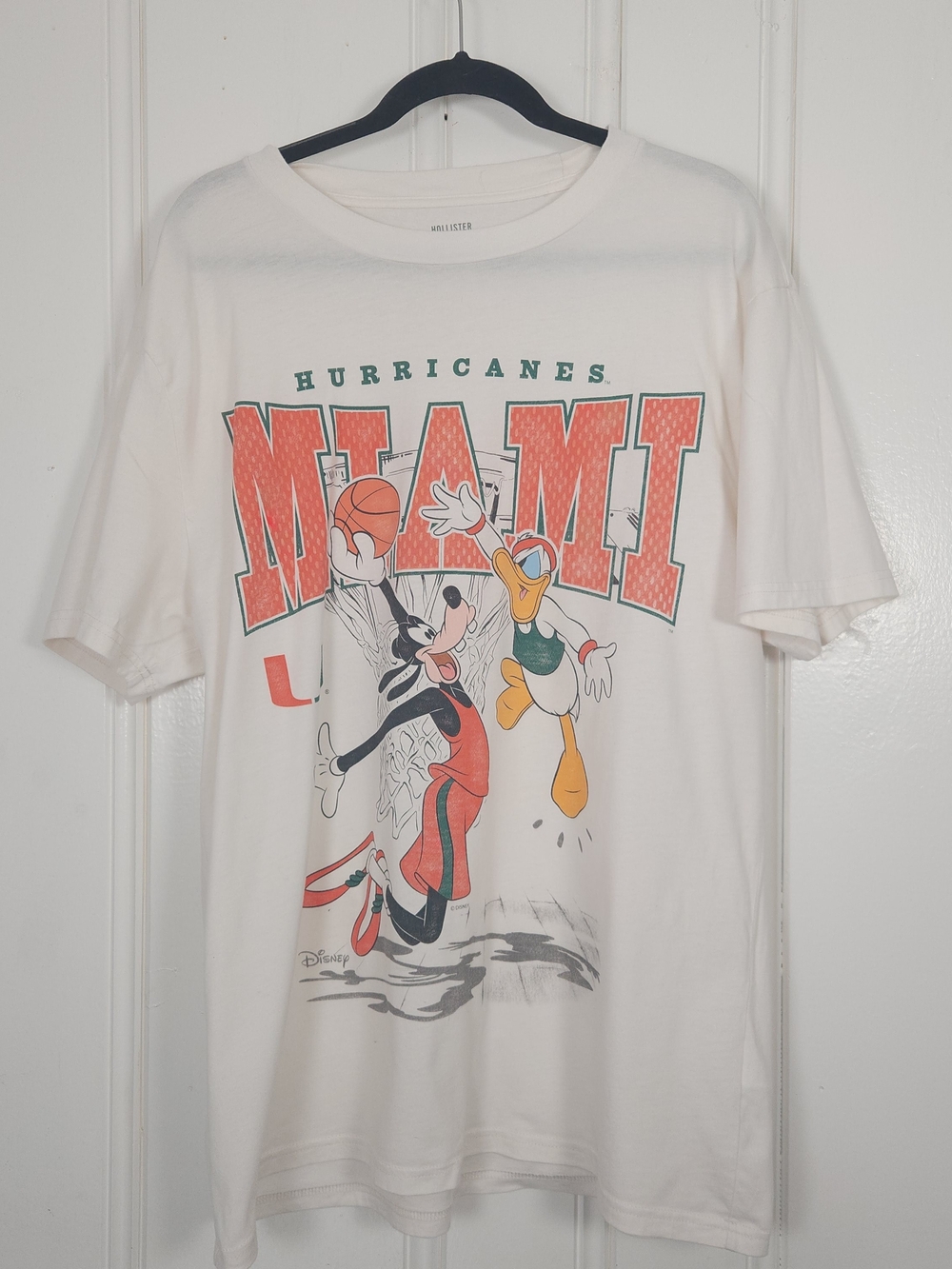 Hollister Disney Miami Hurricanes T-Shirt XL Retro Basketball Tee